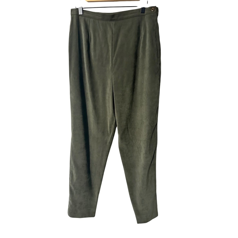 First Option Women Vintage Olive Green High Waist Trousers Pants Size 12